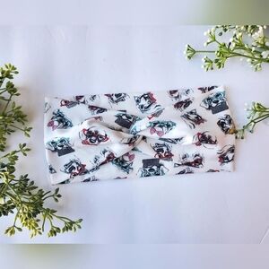 White Headband with Dog Print